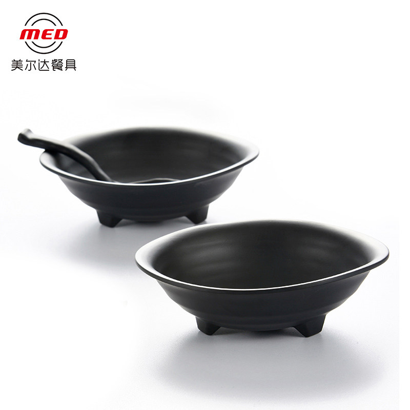黑色密胺餐具磨砂韩式风拉面碗