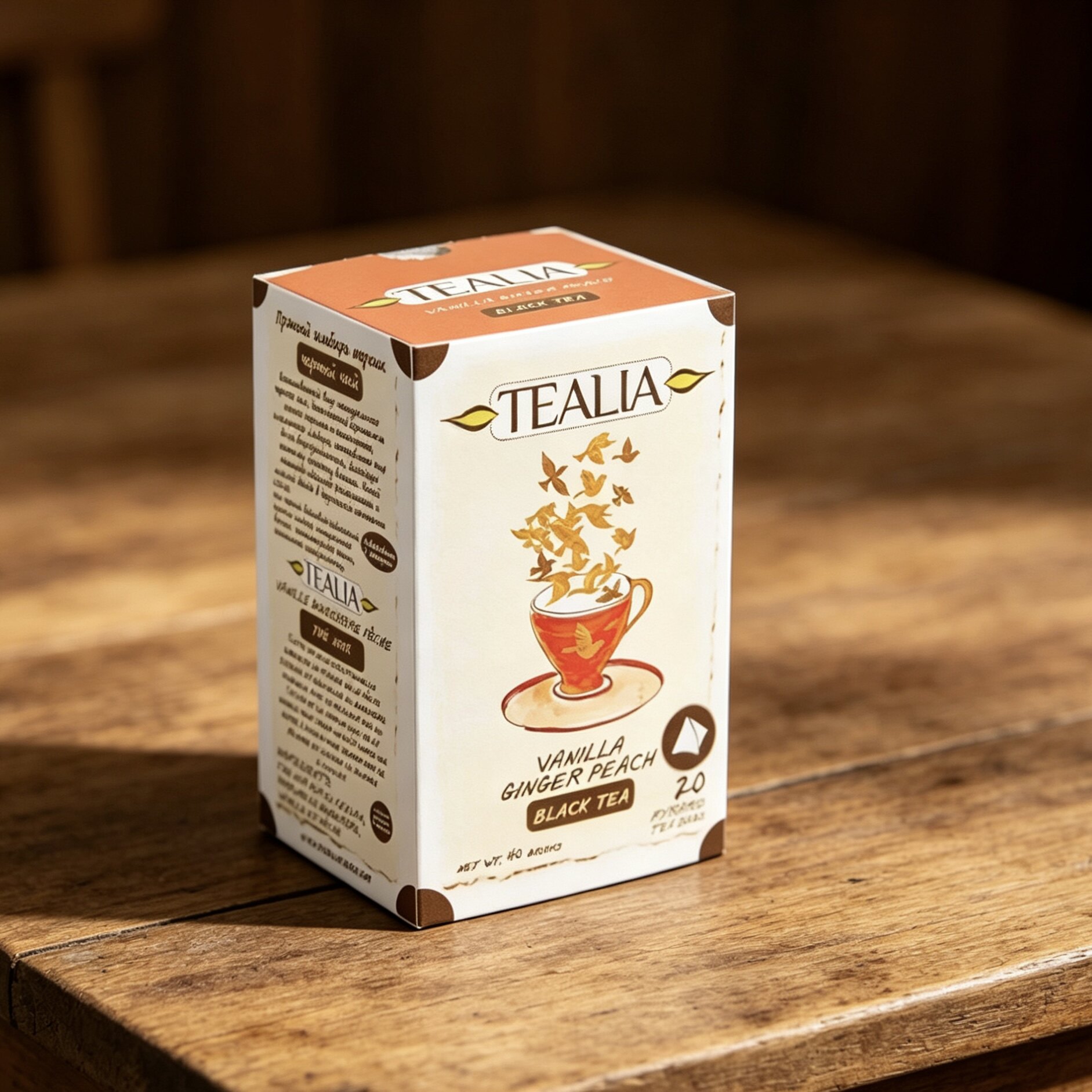 Tealia斯里兰卡进口香草姜桃风味红茶 20包三角茶包 冷泡热泡皆宜