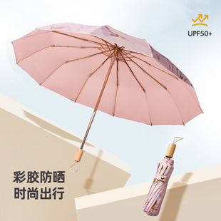 24骨加大加固彩胶防晒防紫外线晴雨两用金杆金架折叠太阳伞