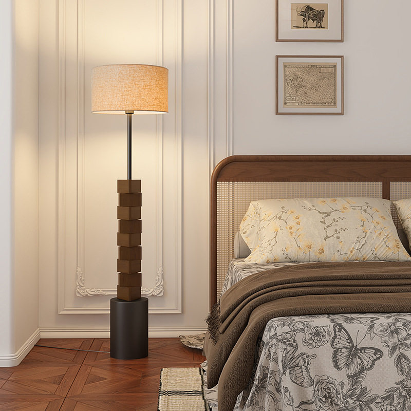 诧寂风白蜡木复古落地灯民宿法式中古艺术氛围床头竹节摆件台灯