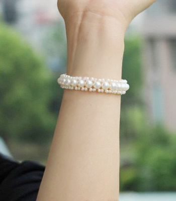 大小混搭天然淡水近圆珍珠手链正品多层时尚韩饰AAA强光女友礼物