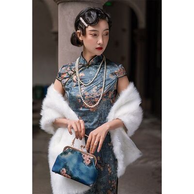 改良军阀太太复古民国风旗袍中长款气质少女演出老上海连衣裙夏装