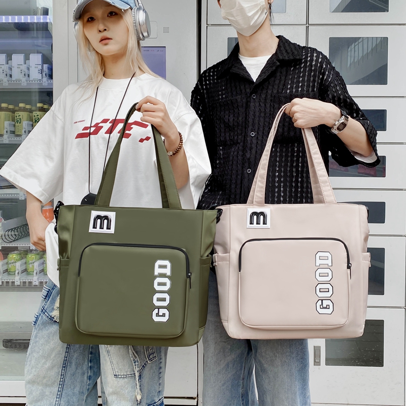 初中学生斜挎包男孩补习袋青少年手提拎书袋高中生书包男生补课包