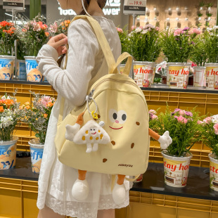 可爱卡通ins书包女日系童趣软妹少女双肩包百搭曲奇饼干学生书包