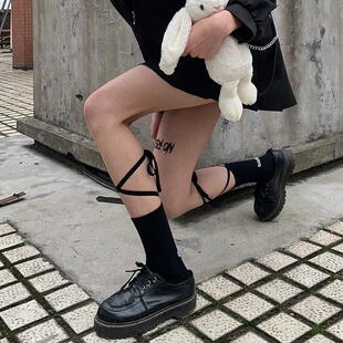 短腿袜绑带JK小腿袜洛丽塔交叉绑带百搭裙子袜子棉袜短袜ins女