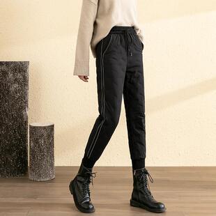 羽绒裤女外穿高腰加厚时尚冬季女款新款小个子大码加绒工装棉裤