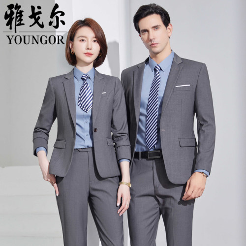 雅戈尔羊毛西服套装职业工作服