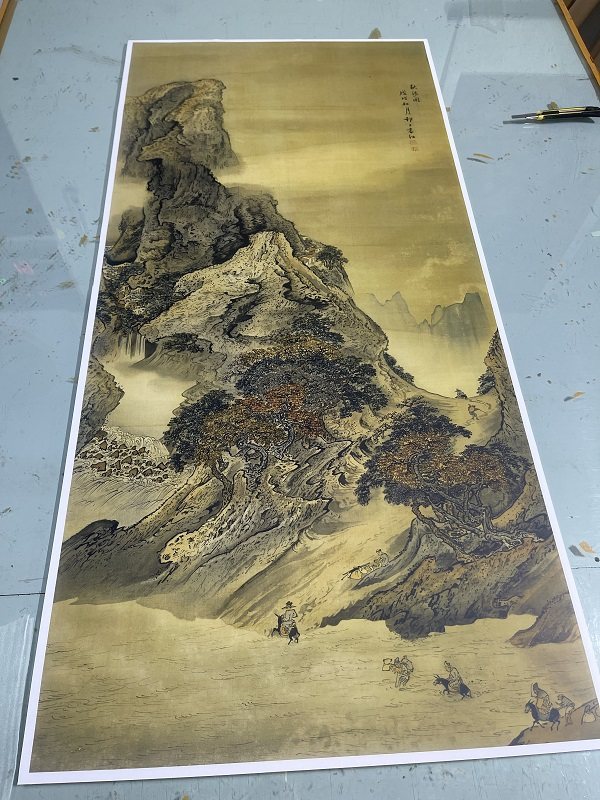 清 袁江 秋涉图 仿古山水人物国画立轴高清微喷复制装饰画挂轴画