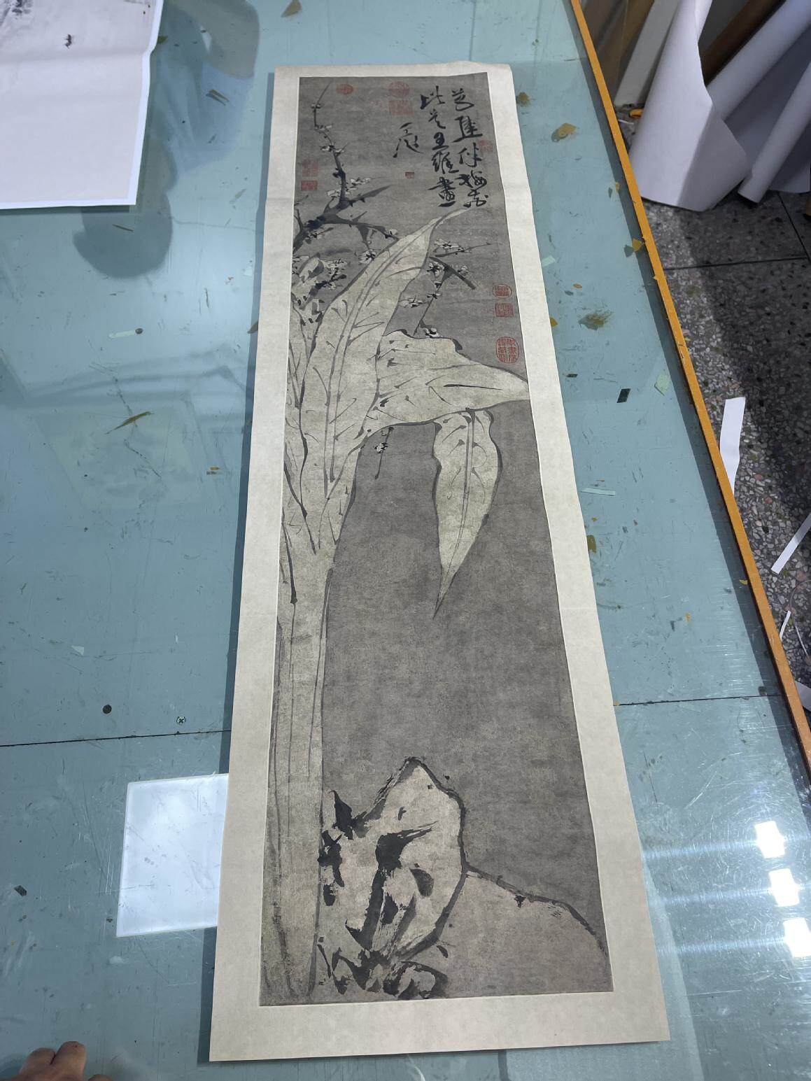 明徐渭梅花蕉叶图名家写意花卉宣纸微喷复制画临摹学习画稿素材