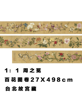 明 周之冕 百花图卷真迹复制品微喷国画花鸟画临摹画稿范本装饰画
