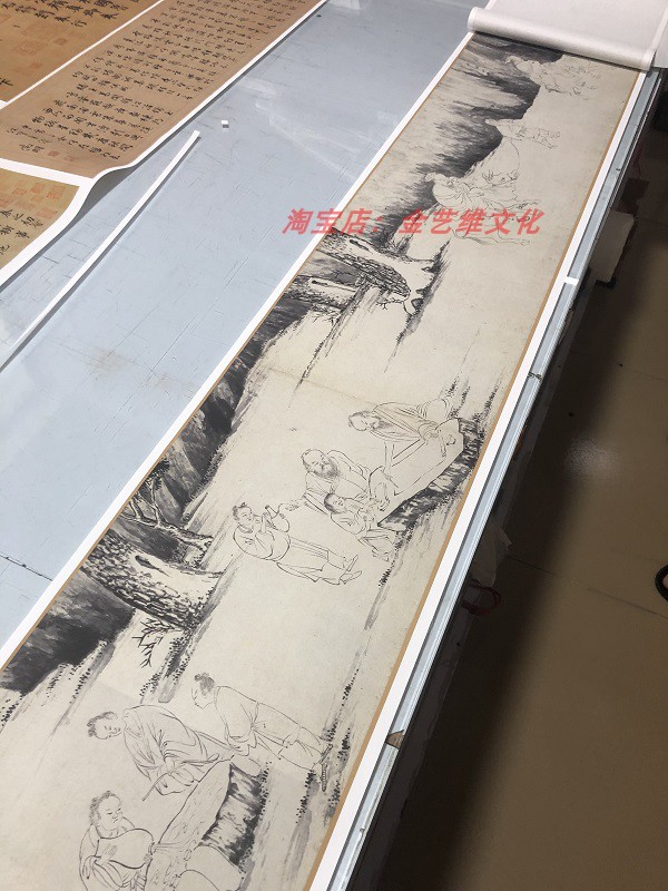 明 唐寅唐伯虎《临李伯时饮中八仙图》古代名家白描人物画像长卷