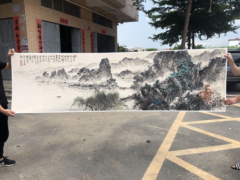 蔡景星 借问西湖 客厅大堂会所巨幅中式装饰画山水画微喷宣纸画芯图片