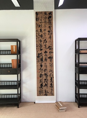 咏金山寺 客厅卧室七尺条幅人气古董仿古草书毛笔书法字画 王铎