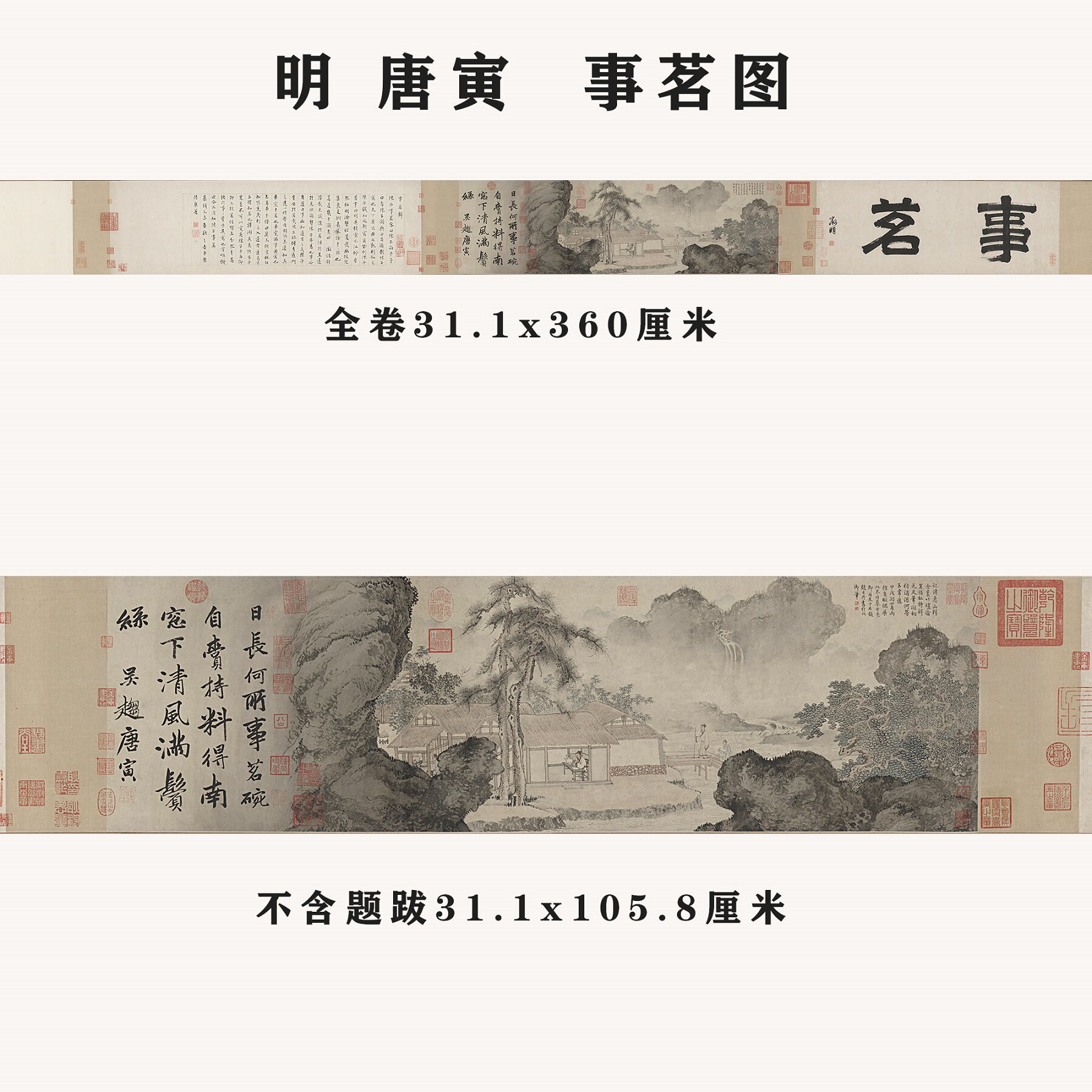 名画复制品唐寅唐伯虎事茗图山水人物画国画艺术微喷临摹装饰画