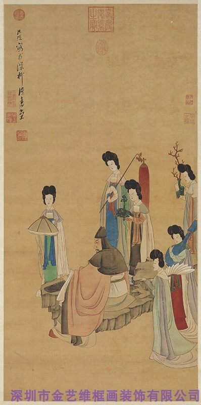 明代 陈洪绶仕女图 古代名家工笔人物画高清绢布微喷装饰画