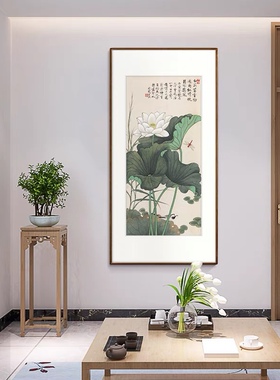 高仿艺术微喷荷塘蜻蜓翠鸟字画