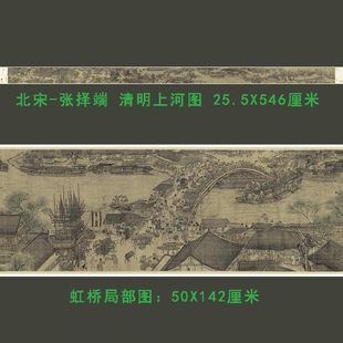 张择端清明上河图全图十大名画国中堂字画客厅卷轴挂画装 饰复制画