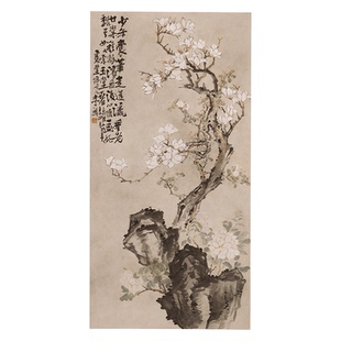 清 李禪 玉蘭牡丹圖真跡豎幅微噴臨摹仿古畫稿掛軸裝 裱 李鱓