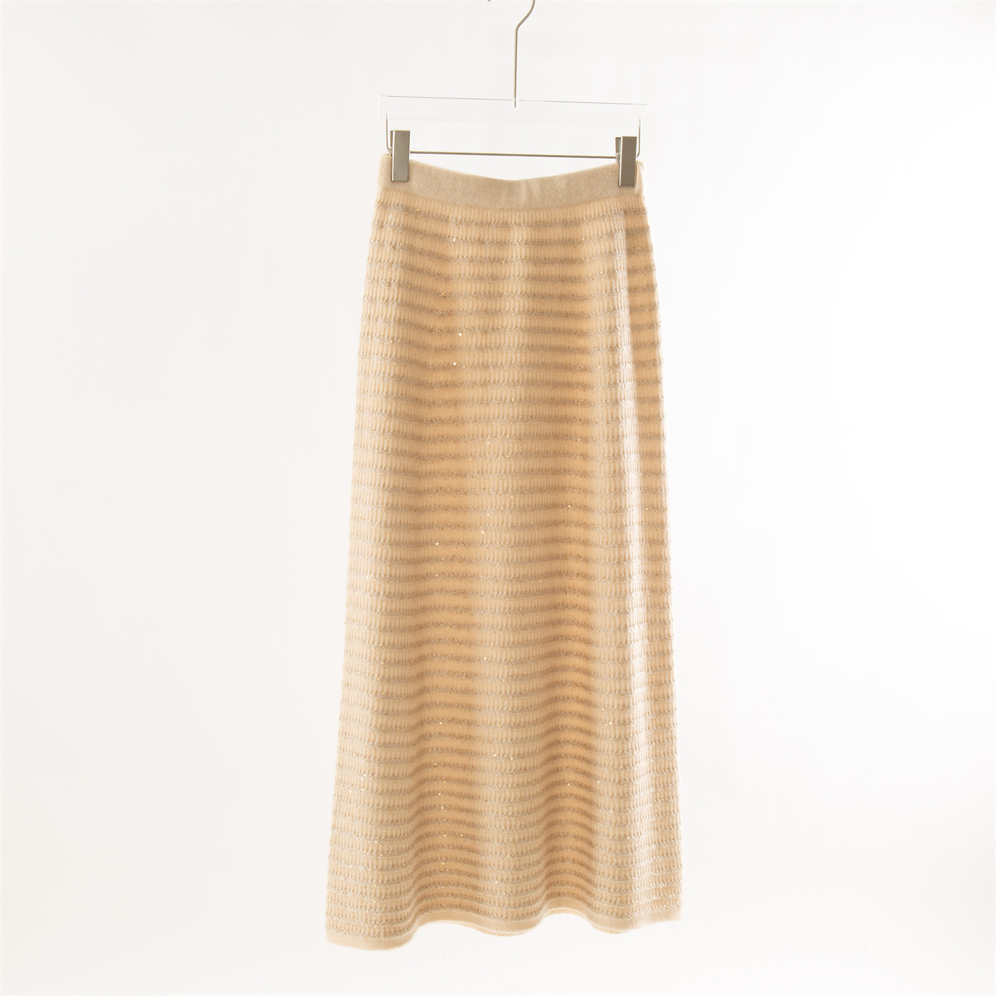 亮片100纯山羊绒长裙半身裙女