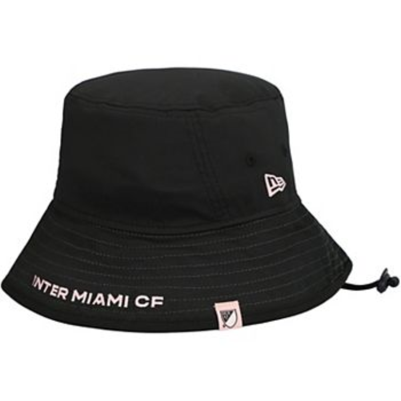 new era cap 渔夫帽黑色大檐平顶可折叠防风抽绳简约款时尚潮流