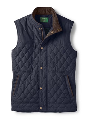 Orvis男士马甲棉服背心立领美式男装秋冬季保暖菱格Route 7美版
