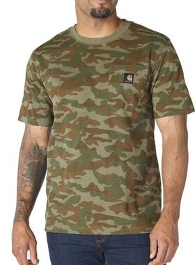 Carhartt/卡哈特男士T恤短袖圆领半截袖透气吸汗Irvine迷彩夏季