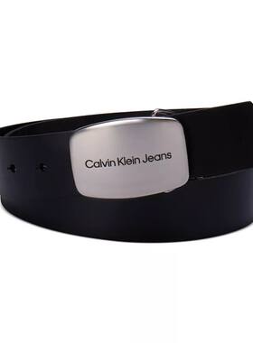 CK腰带女款Calvin Klein腰带皮带3.8cm宽纯皮平滑扣CKJ logo正品