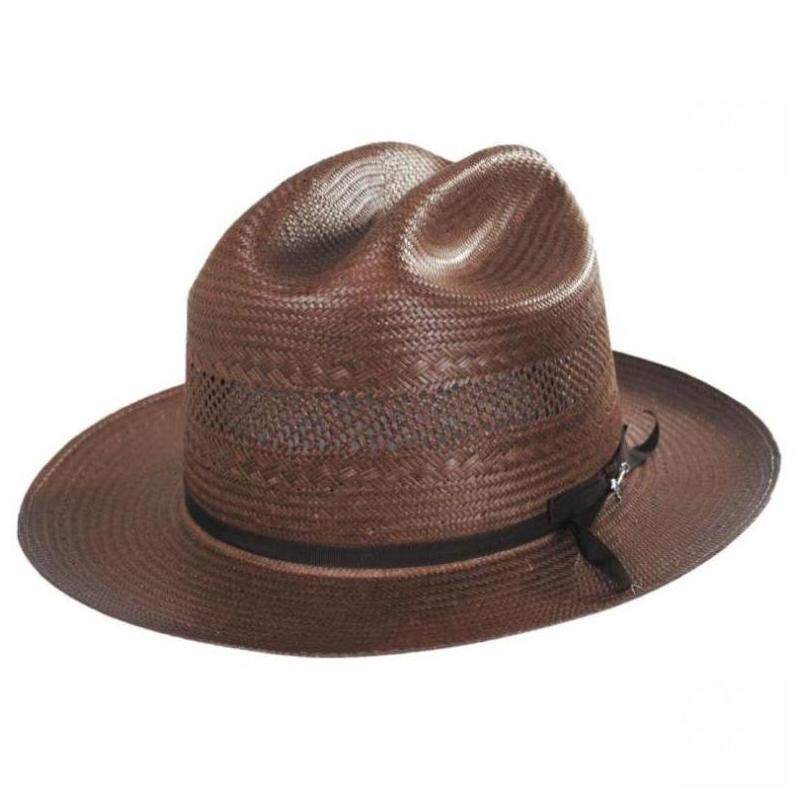 stetson女式礼帽西北牛仔帽平檐宽檐遮阳拼色系带舒适正品127001