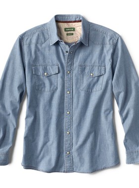 ORVIS男衬衫方领长袖牛仔春夏吸湿排汗运动休闲时尚亲肤户外25LF