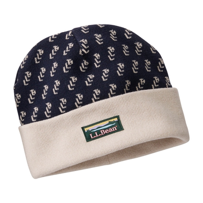 L.L.BEAN宾恩男士针织帽印花老花毛线帽冬季保暖弹力冬帽TA521139