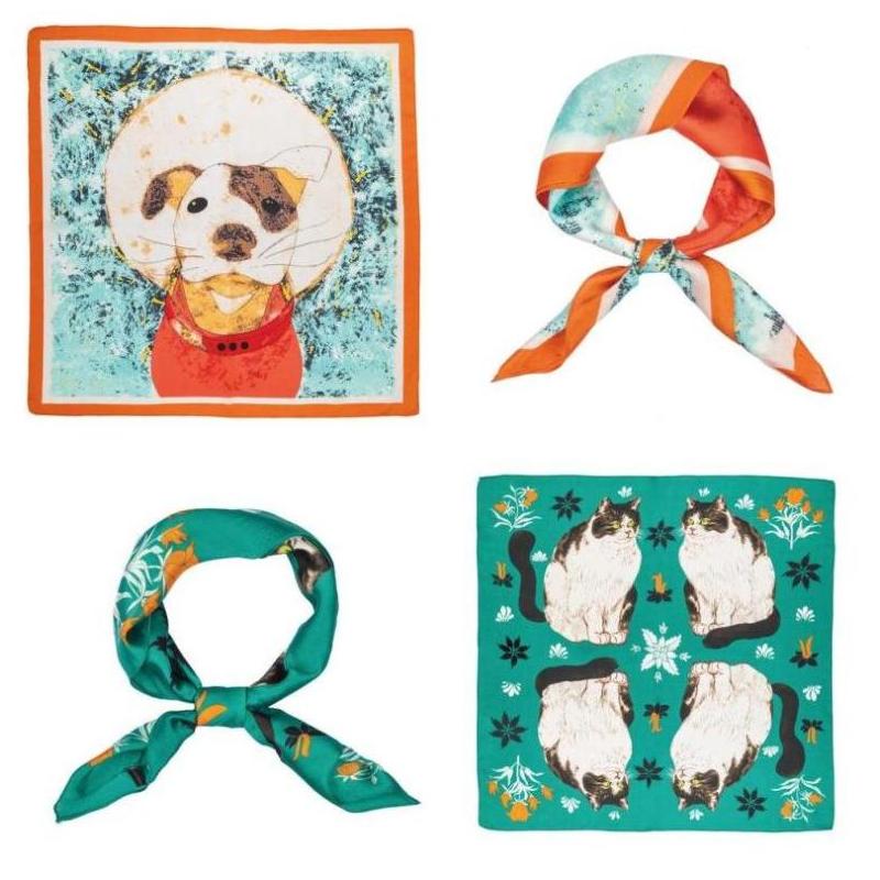 san diego hat丝巾猫狗印花头巾欧美旅游度假新款正品BSS3760