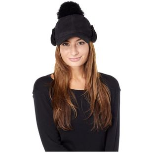 UGG女帽护耳防水皮毛一体绒球保暖冬季加厚款防寒帽子