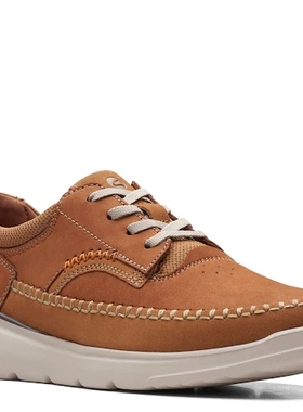 clarks男鞋板鞋休闲鞋系带棕色舒适牛津鞋工装鞋耐磨正品374311