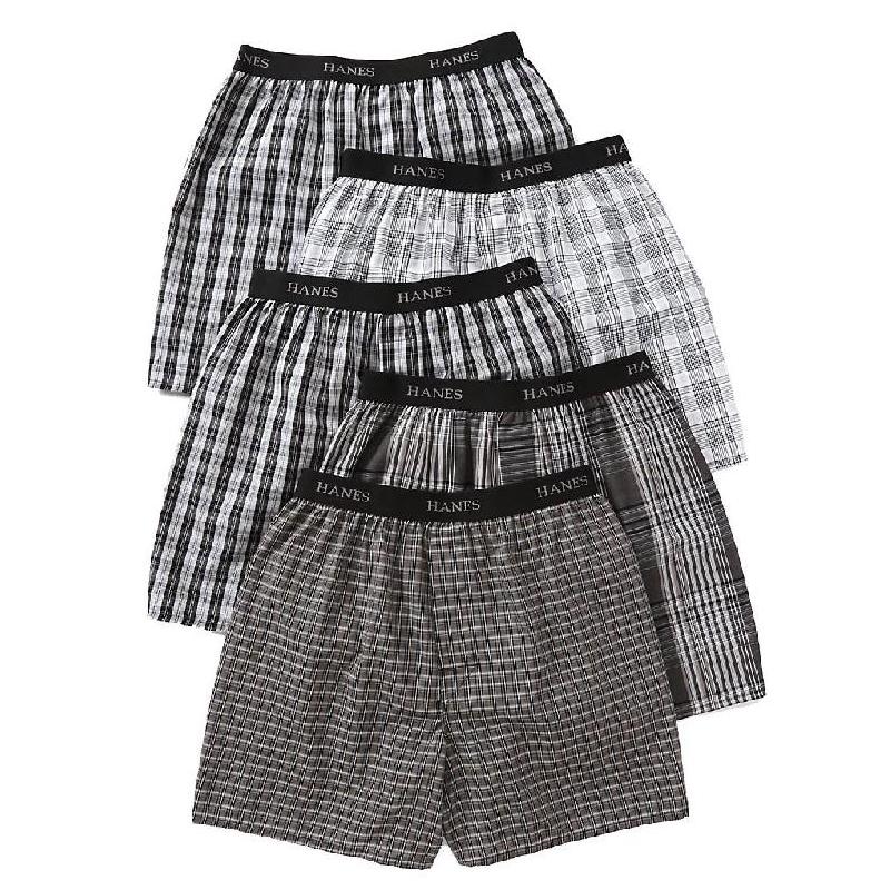HANES/恒适男内裤中腰透气短裤平角裤舒适透气5条装正品798BP5