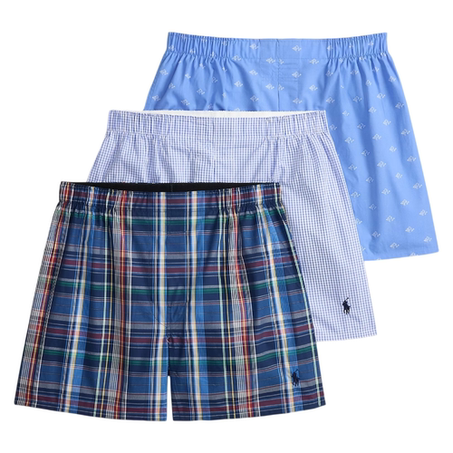 拉夫劳伦/POLO RALPH LAUREN男士内裤3条装四角短裤平角内裤纯棉