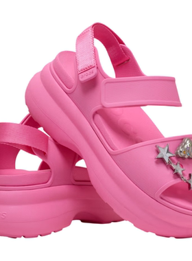 Crocs卡骆驰凉鞋夏季女鞋厚底6CM增高鞋罗马风轻便软底一字带新品