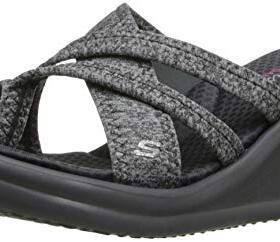 Skechers/斯凯奇凉拖女高跟鞋坡跟套趾交叉带夏季正品38475