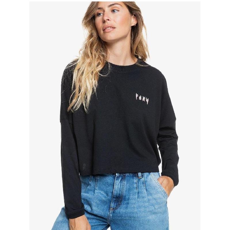 ROXY女长袖T恤圆领修身纯色舒适透气百搭纯棉气质正品ERJZT05262