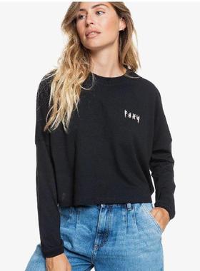 ROXY女长袖T恤圆领修身纯色舒适透气百搭纯棉气质正品ERJZT05262