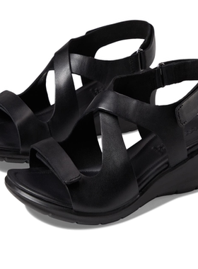 Ecco/爱步女鞋Felicia十字凉鞋休闲运动坡跟厚底露趾皮面9814626