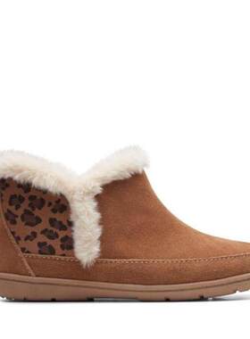 Clarks/其乐女鞋雪地靴毛绒保暖柔软秋冬平底一脚蹬正品26166665