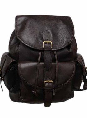 Amerileather女双肩背包抽绳纯皮翻盖出行复古轻便正品1457439