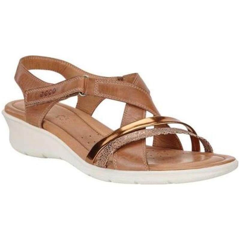 ecco/爱步女凉鞋交叉带中跟坡跟皮质夏季轻质正品766852