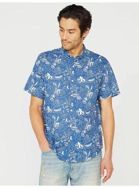 Nautica/诺帝卡男短袖衬衫棉麻透气夏季时尚碎花正品W01204