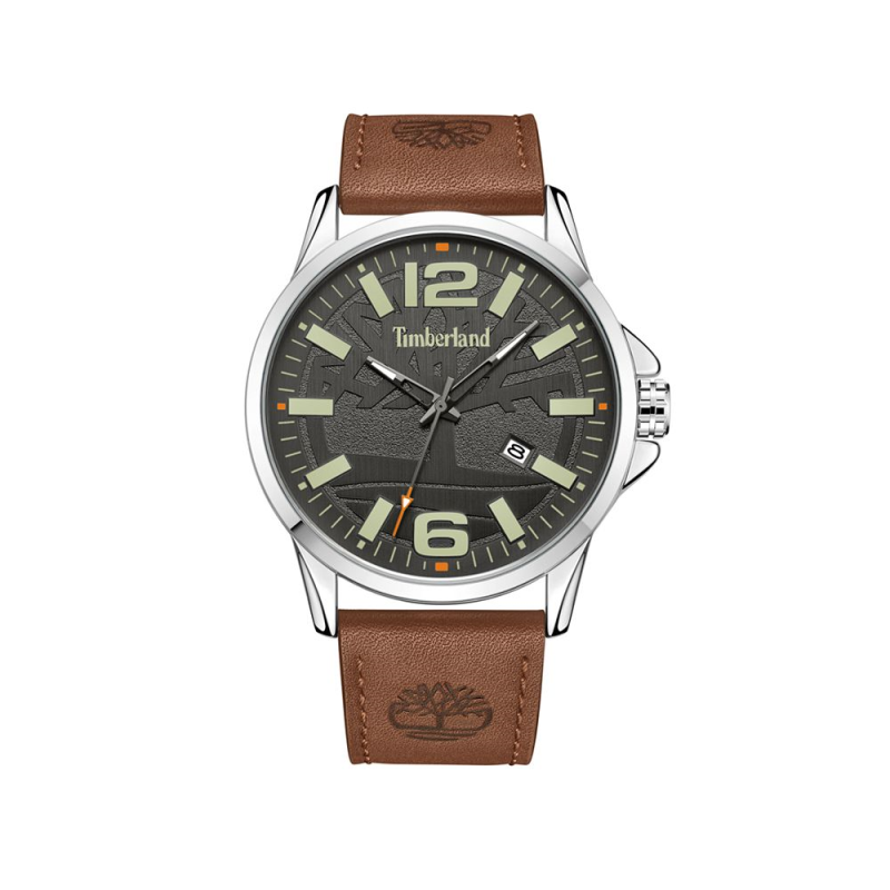 TIMBERLAND/添柏岚棕色皮表带手表50米生活防水男正品14075139