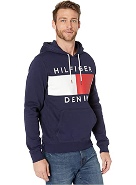 TOMMY HILFIGER汤米男士卫衣加绒保暖秋冬休闲连帽套头正品JX5238