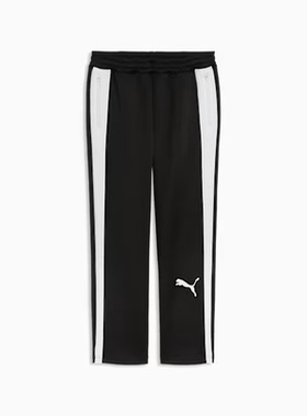 PUMA彪马男士运动裤T7宽松直筒裤长裤一道杠美洲狮Logo赛车服春季