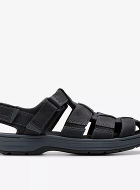clarks/其乐男鞋凉鞋镂空包头编织夏季涉水鞋魔术贴皮革散步美版
