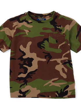 拉夫劳伦POLO RALPH LAUREN8-20男孩童装迷彩印花t恤圆领棉质短袖