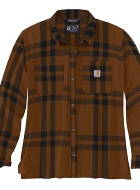 Carhartt/卡哈特女装衬衫长袖翻领宽松格子棉质休闲上衣105989